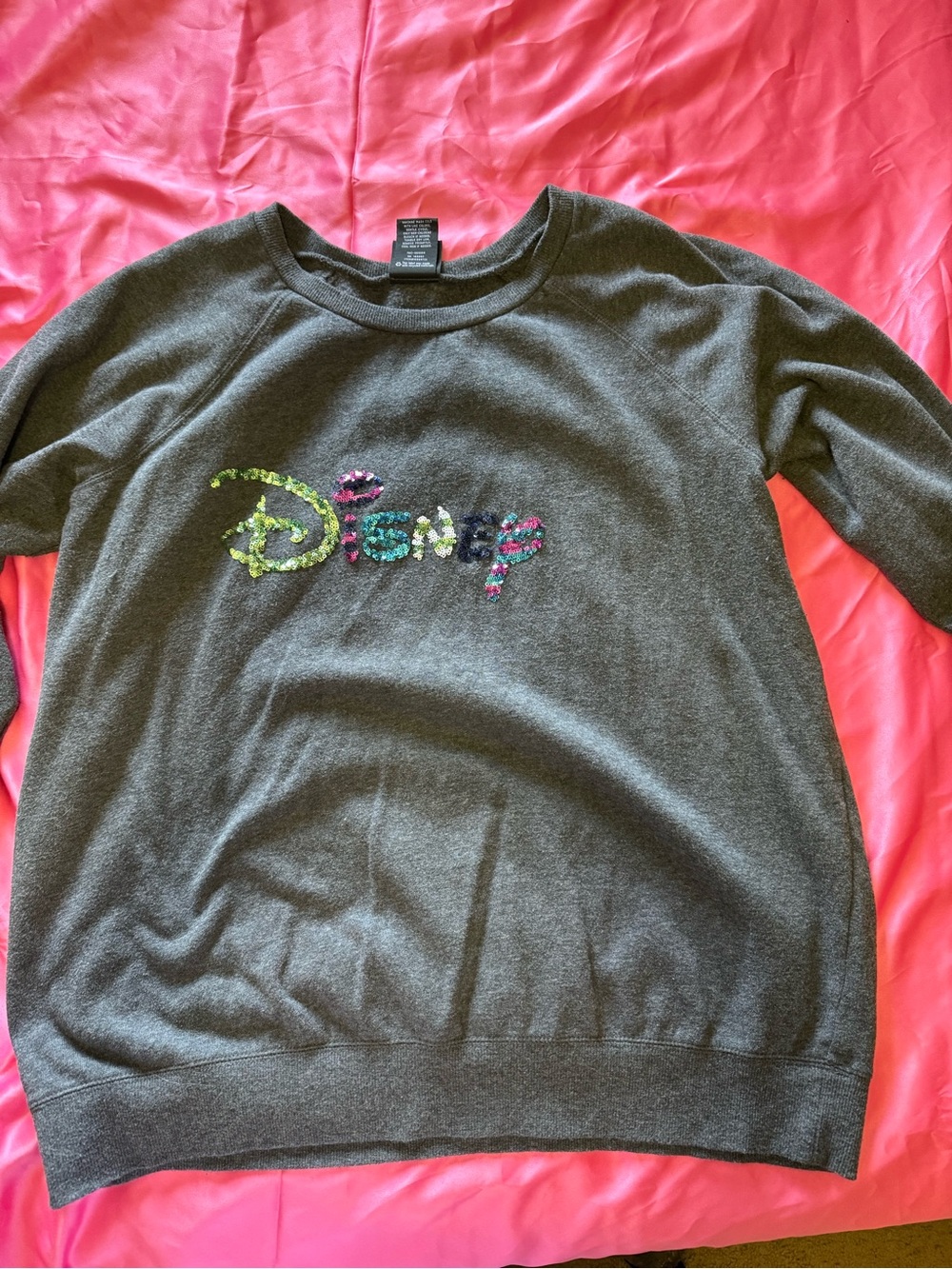 TORRID Disney Women's Dark Gray Sequin Logo Sweater